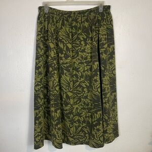 Vintage 80s 90s No Brand Handmade Plus Size 4X 5X Skirt Green Floral Leaf Print